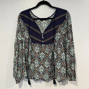 Blue Rain peasant‎ top